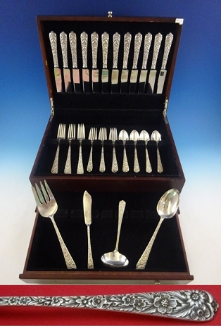 Radiant Rose by International Sterling Silver Flatware Service 12 Set 52 Pieces